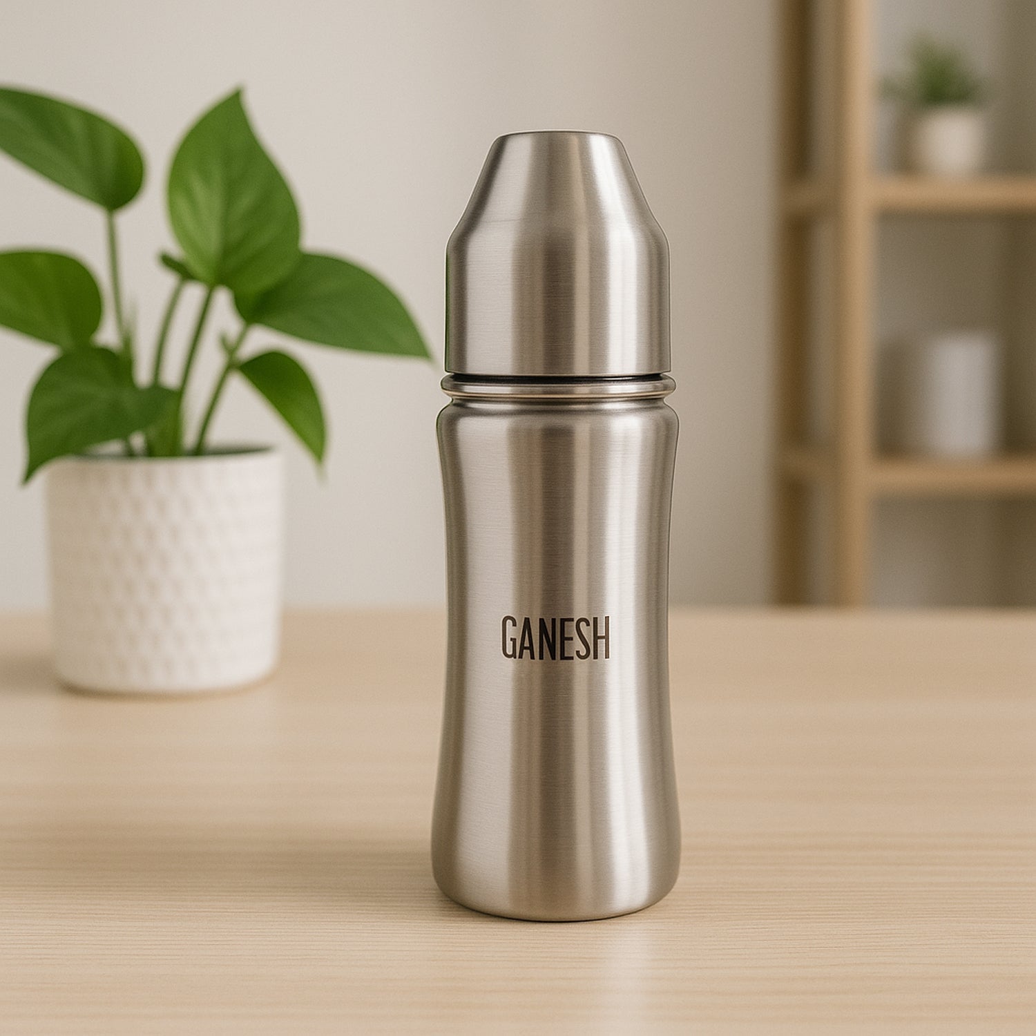 Ganesh Stainless Steel Baby Feeding Bottle, Milk Bottle for New Born / Infants / Toddler Up to 3 Years, BFA Free (250 ML Approx) Ganesh Stainless Steel Baby Feeding Bottle, Milk Bottle for New Born / Infants / Toddler Up to 3 Years, BFA Free (250 ML Approx)